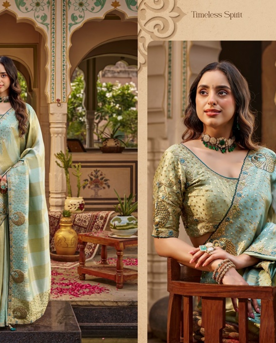 SEAGREEN - Fancy Fabric Embroidered Sea Green Classic Saree